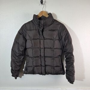 Eddie Bauer Women XS Goose Down Puffer Jacket Brown Quilted Winter Coat Packable